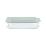 Kitchen Galaxy Deep 9 x 13" Rectangular Glass Baking Dish with Sage Green Lid