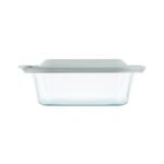 Kitchen Galaxy Deep 8" Square Glass Baking Dish with Sage Green Lid
