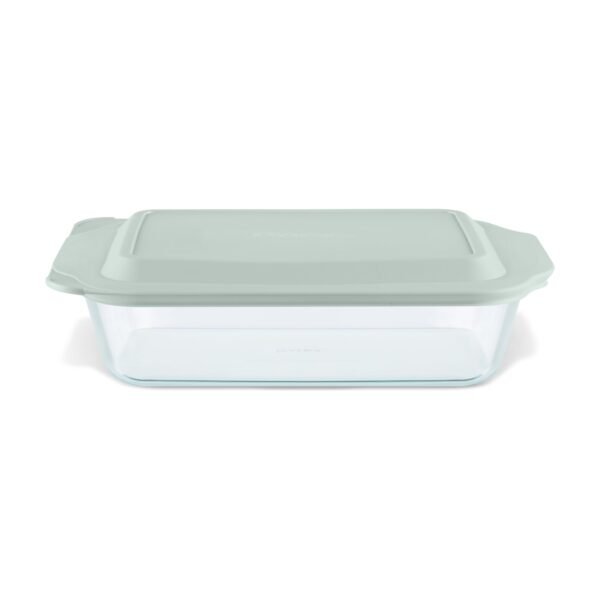 Kitchen Galaxy Deep 7 x 11" Rectangle Glass Baking Dish with Sage Green Lid