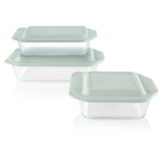 Kitchen Galaxy Deep 6-piece Glass Baking Dish Set with Green Sage Lids