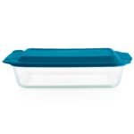 Kitchen Galaxy Deep 9 x 13" Rectangular Glass Baking Dish with Blue Lid