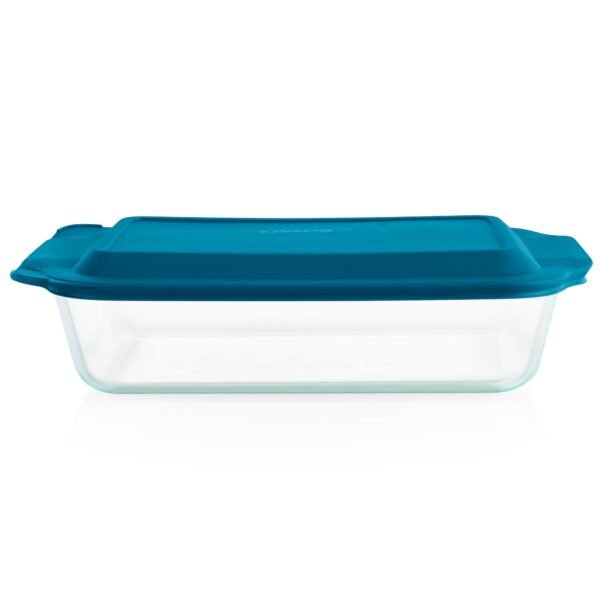 Kitchen Galaxy Deep 9 x 13" Rectangular Glass Baking Dish with Blue Lid