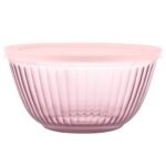 Kitchen Galaxy Sculpted Tinted Glass 2.3QT Mixing Bowl with Lid, Pink