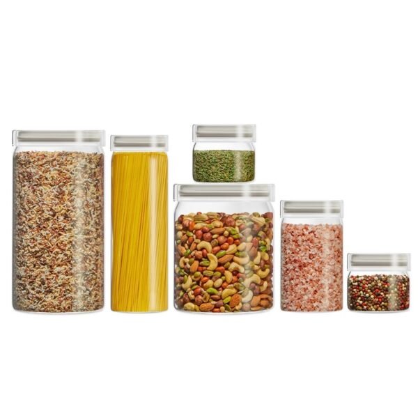 Kitchen Galaxy 6-Piece Lightweight Glass Canister Set