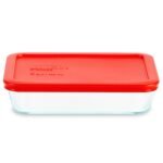 Kitchen Galaxy 3-Cup Rectangle Glass Storage with Plastic Lid