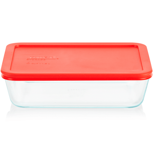 Kitchen Galaxy 6-Cup Rectangle Glass Storage with Plastic Lid