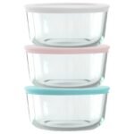 Kitchen Galaxy 6-piece 4-cup Round Glass Storage Set with Assorted Color Lids