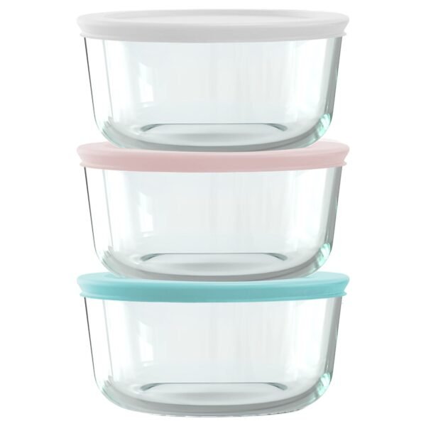 Kitchen Galaxy 6-piece 4-cup Round Glass Storage Set with Assorted Color Lids