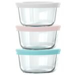 Kitchen Galaxy 6-piece 1-cup Round Glass Storage Set with Assorted Color Lids
