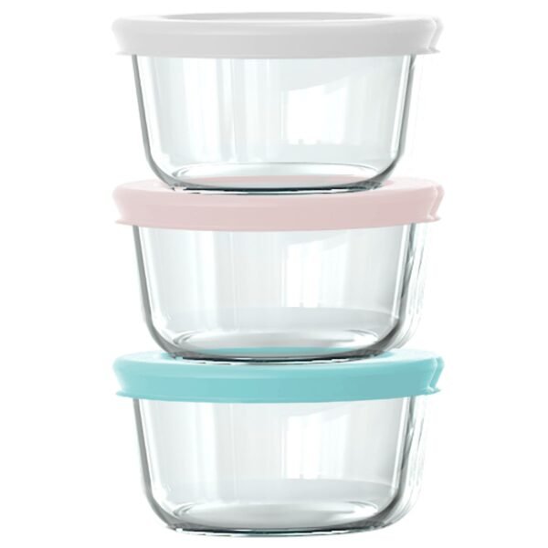 Kitchen Galaxy 6-piece 1-cup Round Glass Storage Set with Assorted Color Lids