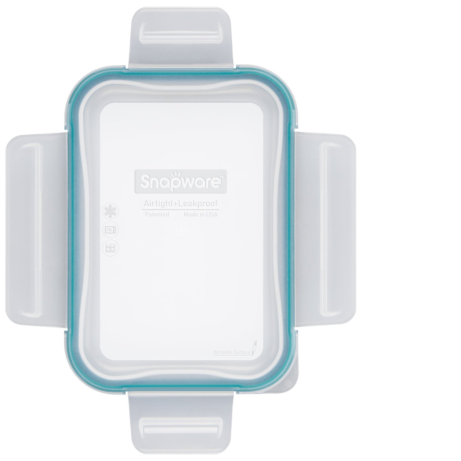 SN_TS_Small_Rectangle_Juniper_Hero_LidOPEN.jpg Kitchen Galaxy Small Rectangle Plastic Lid with Green Seal - Image 1