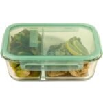 Kitchen Galaxy 5.8-cup Divided Glass Food Storage Container with Blue Lid