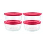 Kitchen Galaxy 8-piece Glass Food Storage Container Set with Red Lids