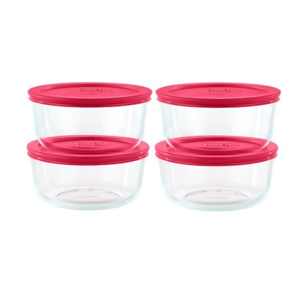 Kitchen Galaxy 8-piece Glass Food Storage Container Set with Red Lids