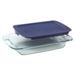 Kitchen Galaxy 3-quart Glass Baking Dish with Blue Lid