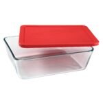 Kitchen Galaxy 11-cup Rectangular Glass Food Storage Container with Red Lid