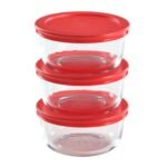 Kitchen Galaxy 6-piece Glass Food Storage Container Set with Red Lids