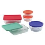 Kitchen Galaxy 10-piece Glass Food Storage Container Set with Assorted Colored Lids